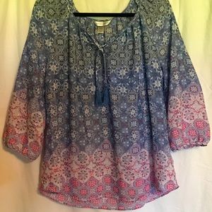 EUC Boho style loose blouse Size XL